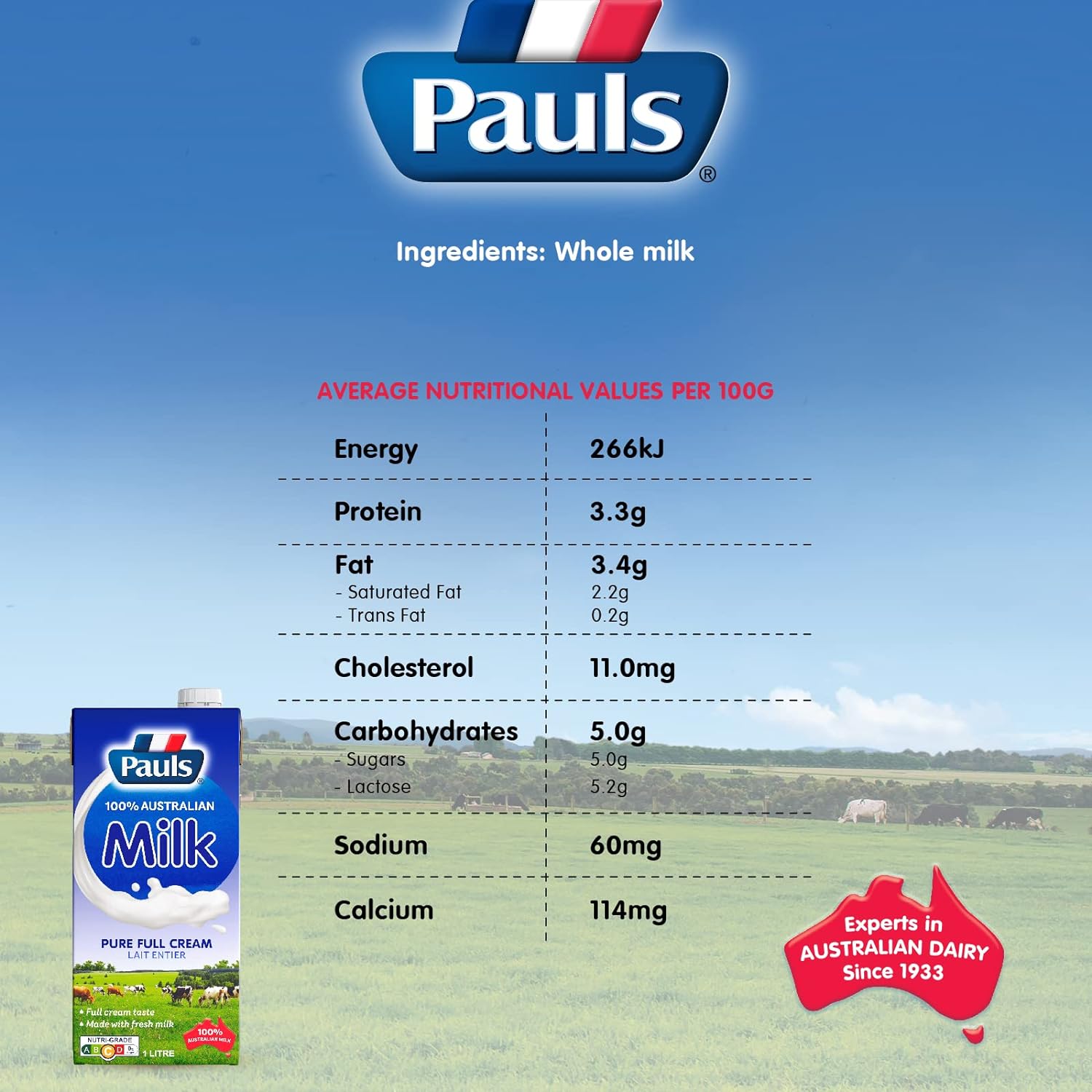 Pauls Pure Milk 1Ltr - Frankie Supermarket