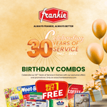 30th Birthday Combo 02 - 1 Rice 40lbs + 1 Chicken Leg Quarter 15kg + 1 LLL Instant Noodle 65g(24) + 1  Master Prem Mackerel 425g(8) + 6 Julies P/Crackers 200g + 2 Large Egg Dozens + Free Pauls Aus Butter 227g