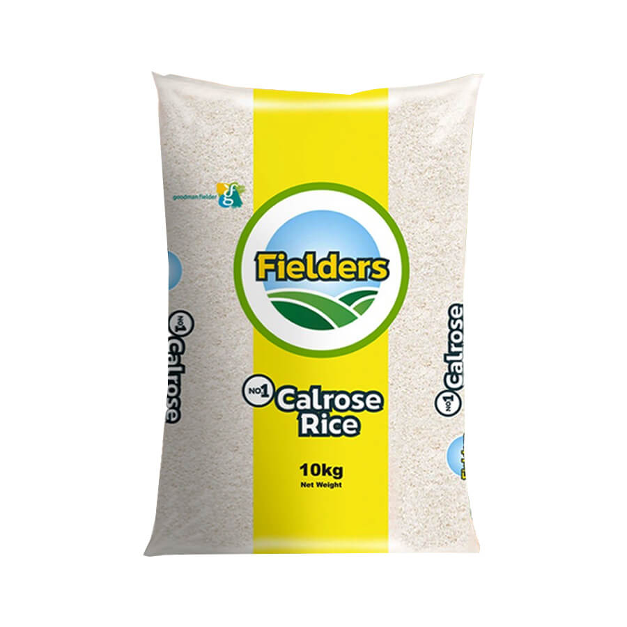 Bag of Fielders Calrose Rice on a white background